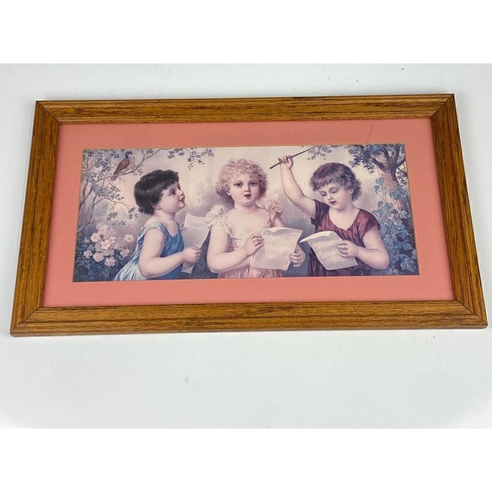Vtg Rare Frohe Jugend Happy Childhood c. 1890's Lautz Bros Soap Co. Print Framed
